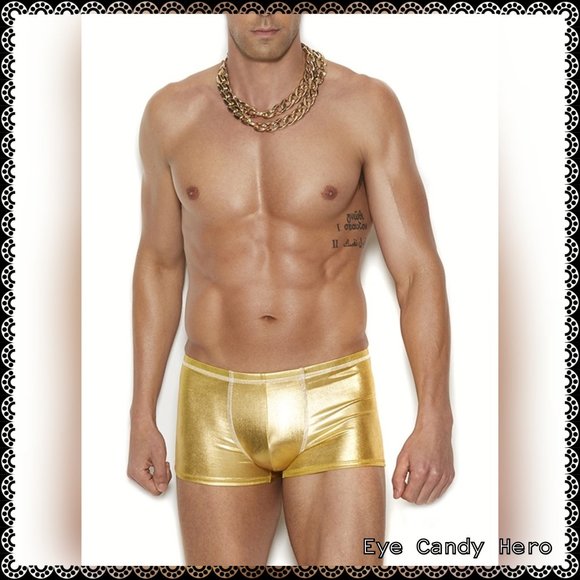 Eye Candy Hero Other - ✨Gold metallic Men’s Lamé stretchy Boxer Brief, sexy men's lingerie
